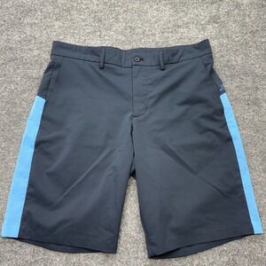 J.Lindeberg Ross Golf Shorts Mens 32 Navy Blue Light Blue Stripe GMPA03818